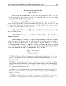 PROCEEDINGS OF THE TIOGA COUNTY LEGISLATURE[removed]Seventh Regular Meeting July 15, 2014