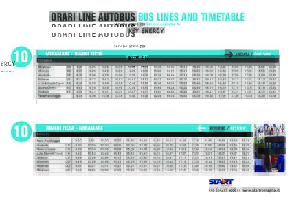 ORARI LINE AUTOBUS BUS LINES AND TIMETABLE Servizio attivo per Service available for KEY ENERGY  10