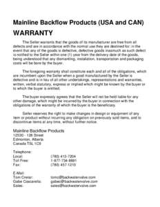 Microsoft Word - Mainline-Warranty.doc