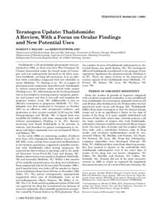 TERATOLOGY 60:306–[removed]Teratogen Update: Thalidomide: A Review, With a Focus on Ocular Findings and New Potential Uses ¨ MLAND2