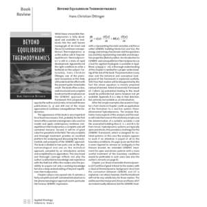 Book Review Beyond Equilibrium Thermodynamics Hans Christian Öttinger