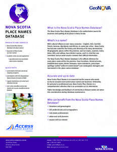 nova scotia place names database products and services Nova Scotia Place Names 		 Database (all place names)
