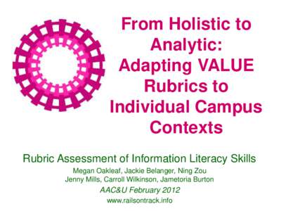 From Holistic to Analytic: Adapting VALUE Rubrics to Individual Campus Contexts