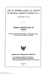 List of Member Banks, by Groups, in Federal Reserve Districts, as of May 27, 1914