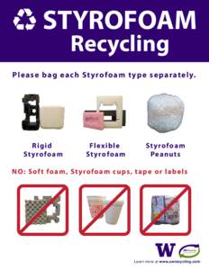 STYROFOAM Recycling Pl ease bag eac h St y ro fo a m t y p e se pa rately.  R igi d