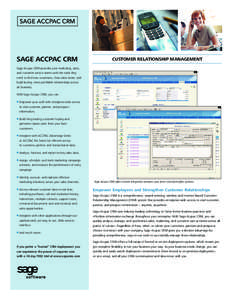 SAGE ACCPAC CRM  CUSTOMER RELATIONSHIP MANAGEMENT