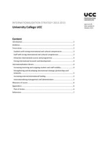 INTERNATIONALISATION STRATEGYUniversity College UCC Content Introduction..........................................................................................................2