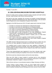 8.2 Minister Skinner - $1.3 Billion Building Boom for NSW Hospitals