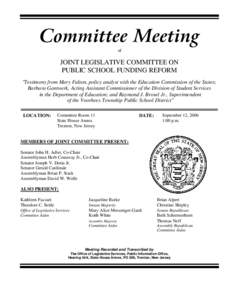 Committee Meeting of JOINT LEGISLATIVE COMMITTEE ON PUBLIC SCHOOL FUNDING REFORM 