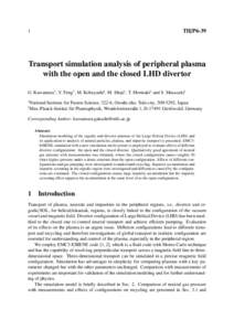 TH/P6[removed]Transport simulation analysis of peripheral plasma with the open and the closed LHD divertor
