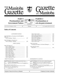 Manitoba  azette G  PART I
