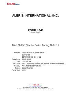 ALERIS INTERNATIONAL, INC.  FORM