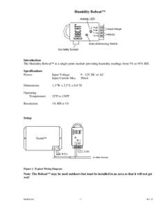 Humidity Bobcat™  Introduction The Humidity Bobcat™ is a single point module providing humidity readings from 5% to 95% RH. Specifications Power: