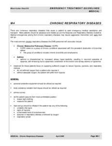 Manitoba Health  EMERGENCY TREATMENT GUIDELINES MEDICAL  M4