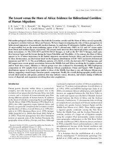 Am. J. Hum. Genet. 74:000–000, 2004  The Levant versus the Horn of Africa: Evidence for Bidirectional Corridors