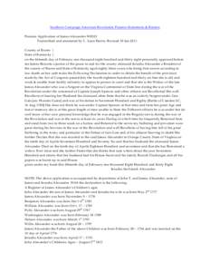 Southern Campaign American Revolution Pension Statements & Rosters Pension Application of James Alexander W 8322 Transcribed and annotated by C. Leon Harris. Revised 29 Jan[removed]County of Boone } State of Kentucky } on 