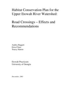 Habitat Conservation Plan for the Upper Etowah River Watershed: Road Crossings – Effects and Recommendations