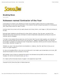 Kobussen named Contractor of the Year - News - School Bus Fleet:36 AM Breaking News July 19, 2012