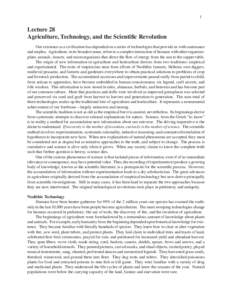 Lecture[removed]Lecture 28 Agriculture, Technology, and the Scientific Revolution