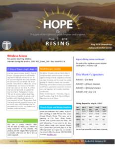 Aug 2016 Newsletter  March Newsletter - Kelowna Christian Center Kelowna Christian Center