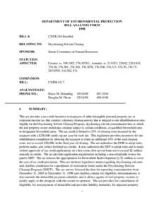 Department of Environmental Protection Bill Analysis Form[removed]Brownfields - Waste Cleanup - Florida DEP - [ba_244.pdf]