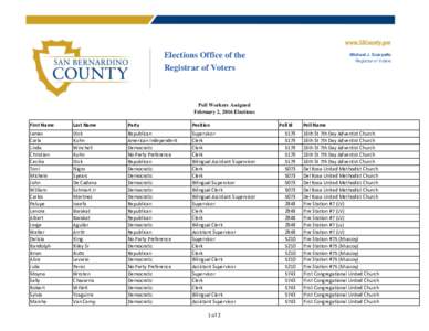 Elections Office of the Registrar of Voters Michael J. Scarpello Registrar of Voters