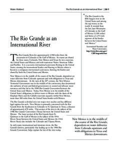 Water Matters!  The Rio Grande as an International River | 26-1 “The Rio Grande is the