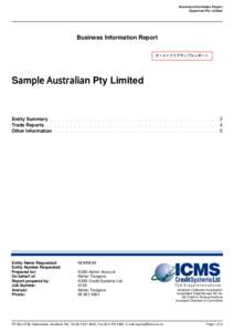 Business Information Report Superman Pty Limited Business Information Report オーストラリアサンプルレポート