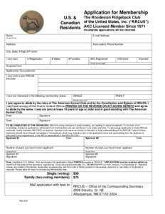 RRCUS Membership Application -- U.S. & Canadian Residents