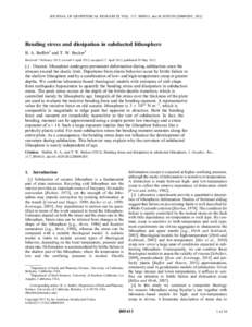 Bending stress and dissipation in subducted lithosphere