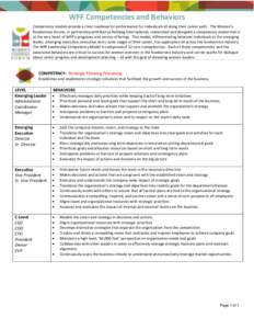 WFF Competencies and Behaviors Competency models provide a clear roadmap for performance for individuals all along their career path. The Women’s Foodservice Forum, in partnership with Batrus Hollweg International, res