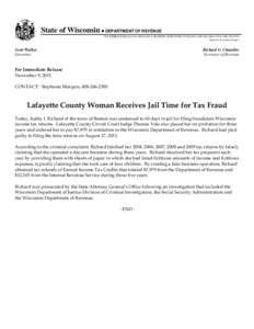 Lafayette County Woman Receives Jail Time for Tax Fraud