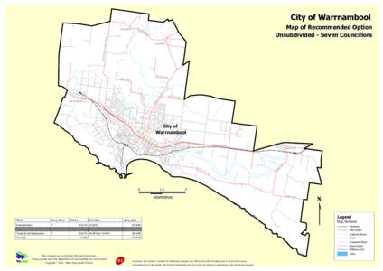 City of Warrnambool Woodford Woodford Map of Recommended Option Unsubdivided - Seven Councillors