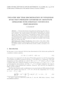 COMPUTATIONAL METHODS IN APPLIED MATHEMATICS, Vol), No. 1, pp. 37–62 c 2009 Institute of Mathematics of the National Academy of Sciences of Belarus TWO-STEP BDF TIME DISCRETISATION OF NONLINEAR EVOLUTION PROBL