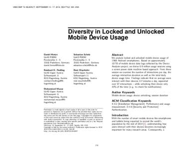 Diversity in Locked and Unlocked Mobile Device Usage