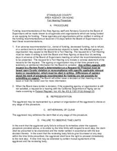 STANISLAUS COUNTY AREA AGENCY ON AGING Fair Hearing Procedure A. PROCEDURE Funding recommendations of the Area Agency staff and Advisory Council to the Board of Supervisors will be made known to all agencies and organiza