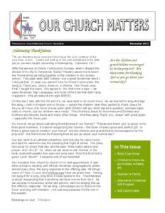 Reisterstown United Methodist Church Newsletter  November 2013 Cultivating Thankfulness 6