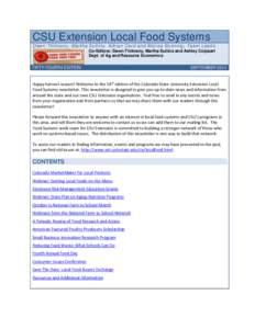 CSU Extension Local Food Systems Dawn Thilmany, Martha Sullins, Adrian Card and Marisa Bunning, Team Lead s Co-Editors: Dawn Thilmany, Martha Sullins and Ashley Colpaart Dept. of Ag and Resource Economics FIFTY-FOURTH ED