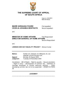 THE SUPREME COURT OF APPEAL OF SOUTH AFRICA Case no: [removed]REPORTABLE  MARIÉ ADRIAANA FOURIE