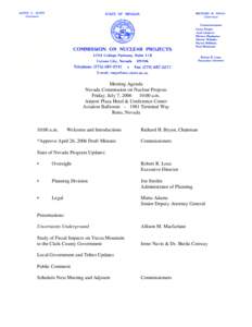 Meeting Agenda Nevada Commission on Nuclear Projects Friday, July 7, 2006