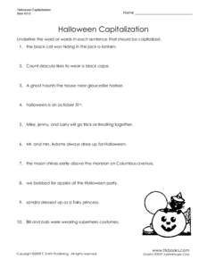 Halloween Capitalization Worksheet