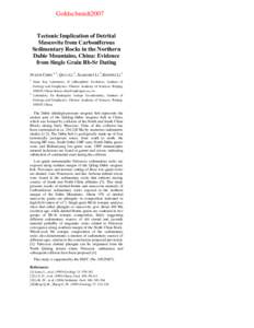 Goldschmidt2007 Tectonic Implication of Detrital Muscovite from Carboniferous Sedimentary Rocks in the Northern Dabie Mountains, China: Evidence from Single Grain Rb-Sr Dating