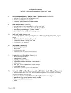 Nutrient Management Lawn Care Pro Competency Areas for Test