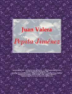Juan Valera : Pepita Jiménez  -1- Universidad de Chile - Facultad de Ciencias Sociales - ® 1999 Programa de Informática El Autor de la Semana: Septiembre 1999