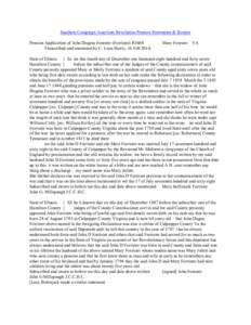 Southern Campaign American Revolution Pension Statements & Rosters Pension Application of John Dogens Forester (Forrister) R3668 Transcribed and annotated by C. Leon Harris. 16 Feb[removed]Mary Forester VA