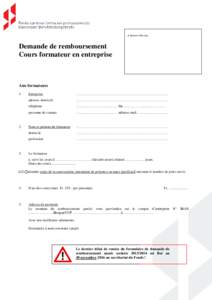 A laisser vide svp :  Demande de remboursement Cours formateur en entreprise  Aux formateurs