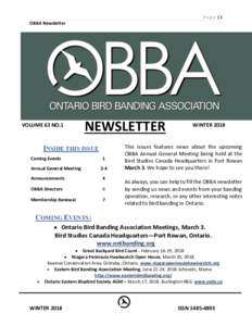 P a g e |1  OBBA Newsletter VOLUME 63 NO.1