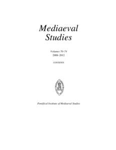 Mediaeval Studies[removed]contents