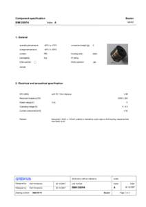 Component specification  Buzzer MBWE  Index A