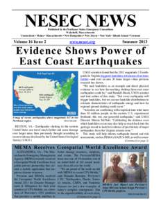 NESEC NEWS  Published by the Northeast States Emergency Consortium Wakefield, Massachusetts Connecticut • Maine • Massachusetts • New Hampshire • New Jersey • New York • Rhode Island • Vermont